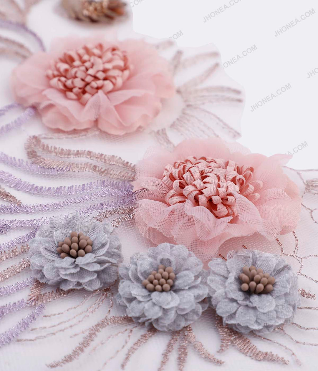 Beautiful Fabric Flowers with Sequins Embellish Patch