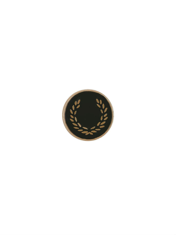 Golden with Black Color Classy Round Shape Wreath Design Lamination Lucite Button