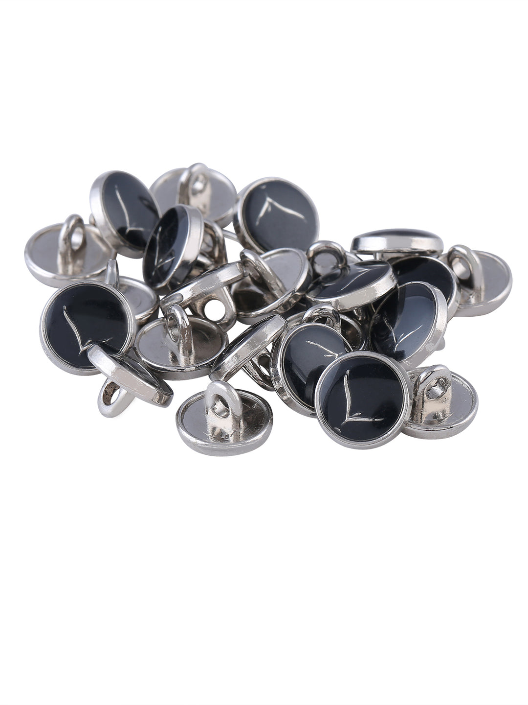 Classy Silver with Black Lamination Lucite Shank Button