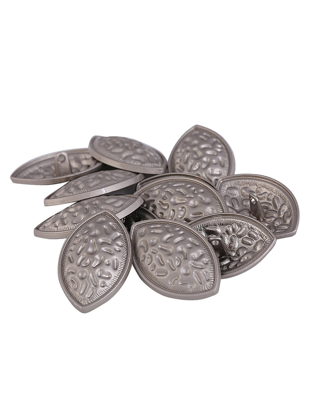 Attractive & Eye-Catching Leaf Shape Matte Silver Finish Shank Button