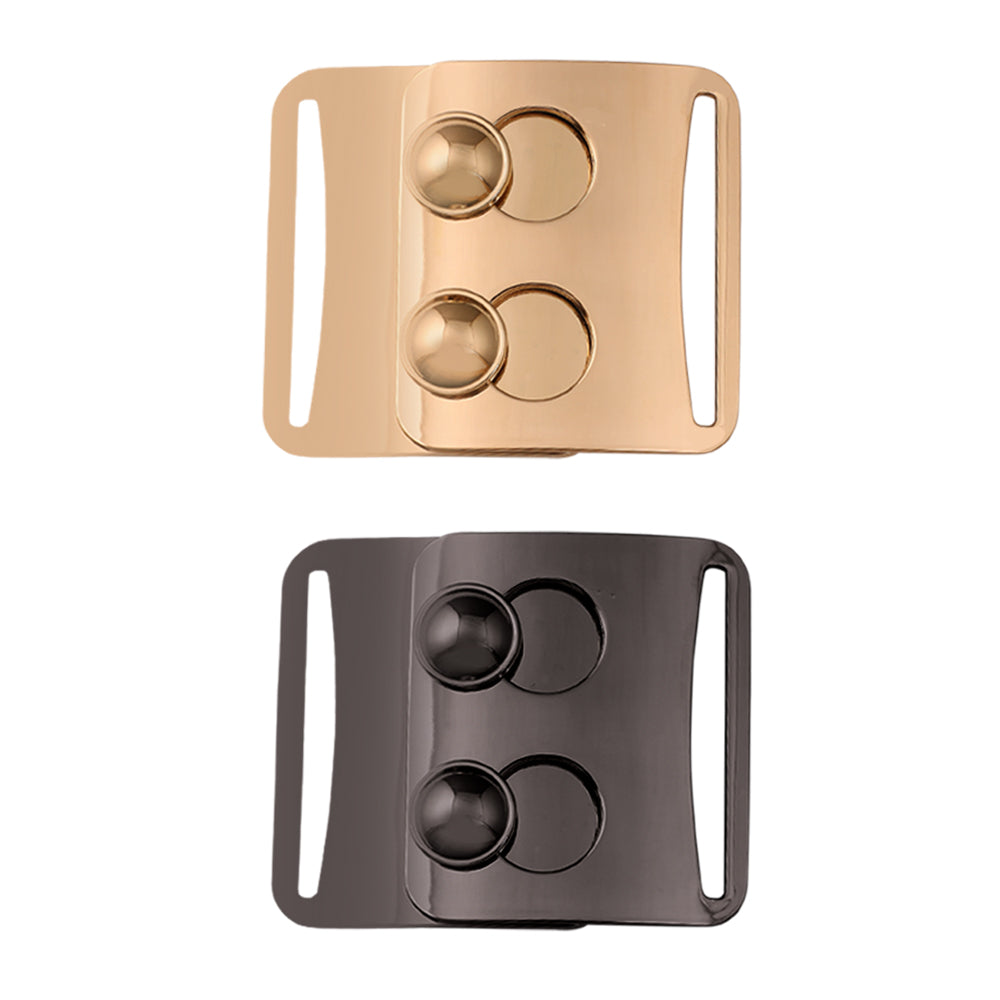 Designer Ladies Clasp Belt Buckle in Shiny Gold & Shiny Black Nickel