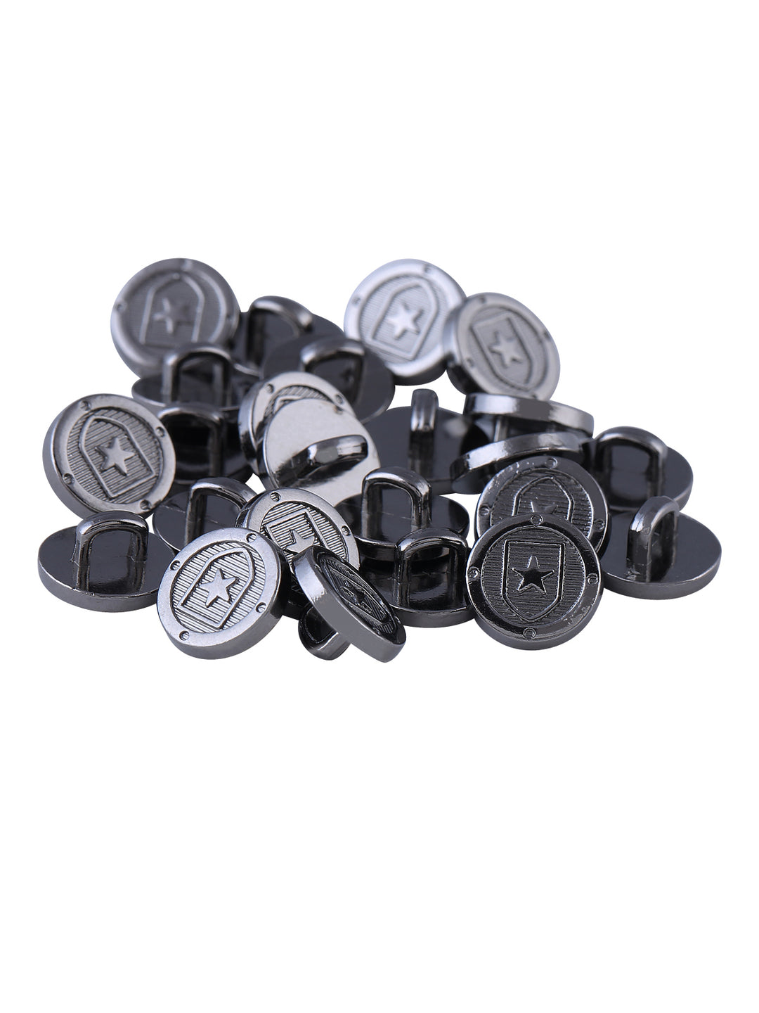 Royal Star Badge Design Downhole Metal Button in Black Nickel (Gunmetal) Color