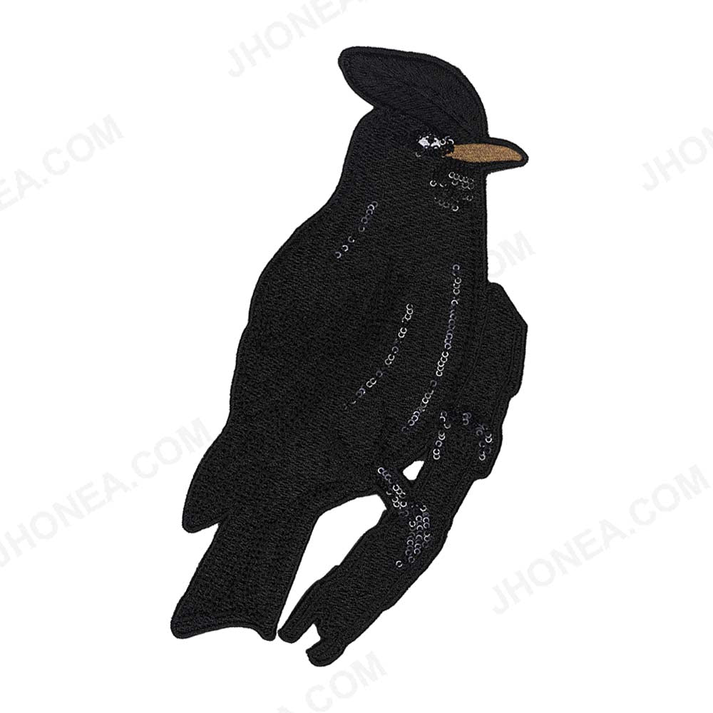 Jhonea Premium Classic Black Sequins Embroidery Bird Patch