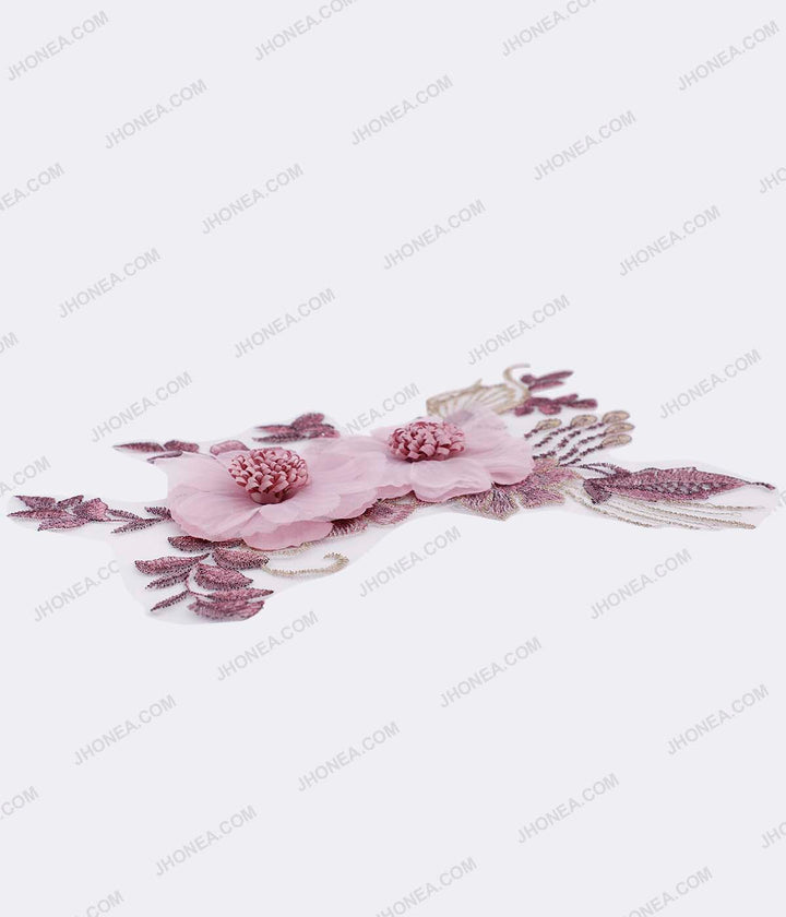 Pastel Shades Flower Embroidery Patch for Bridal Gowns
