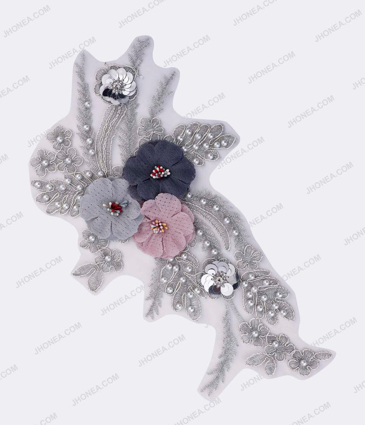 Premium Floral Embroidery Beaded Sequins Patch for Jackets