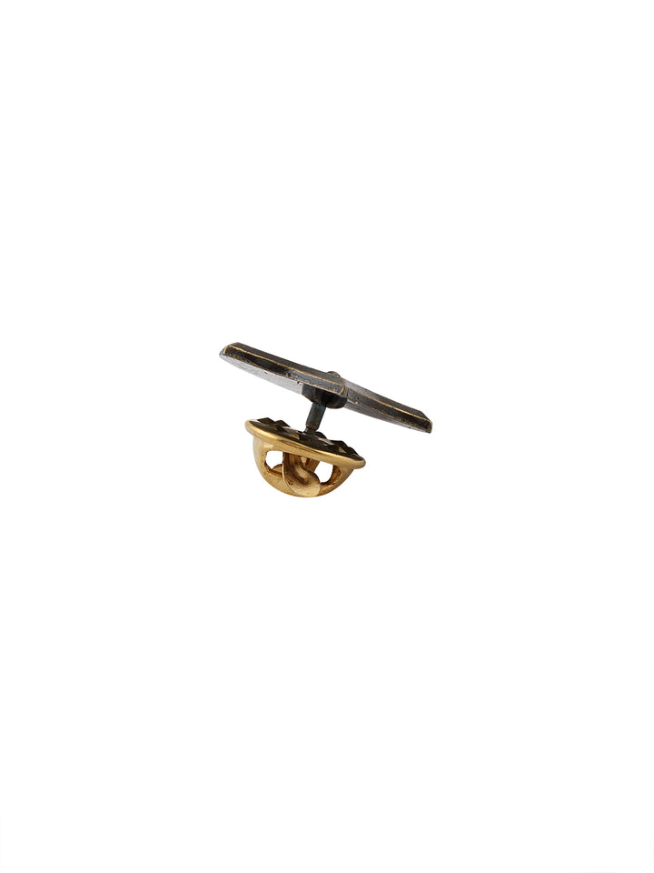 Antique Brass Royal Shield Pin Fastener Collar Brooch