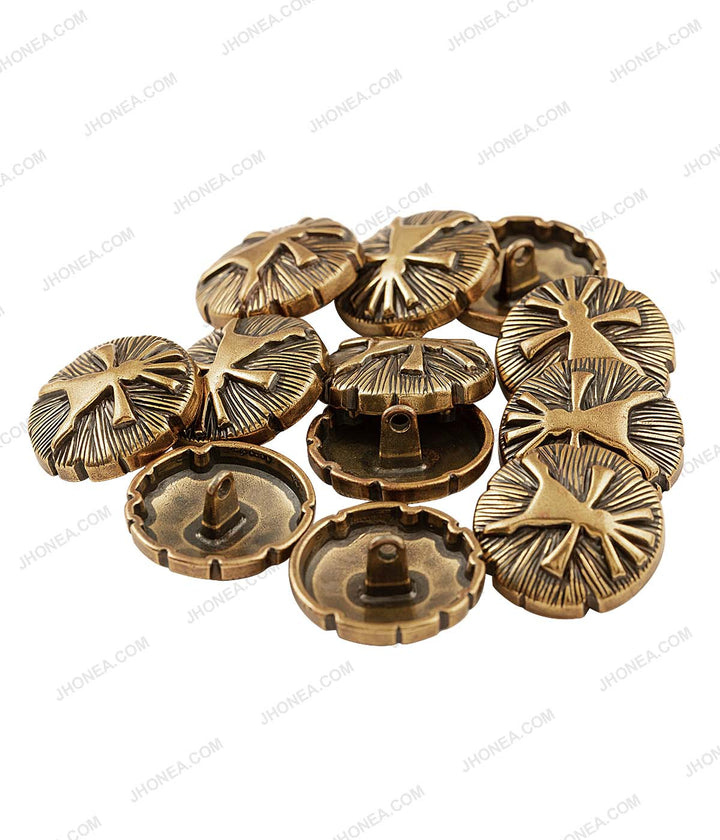 Mythic Inspired Ancient Gold Engraved Doll Design Metal Buttons
