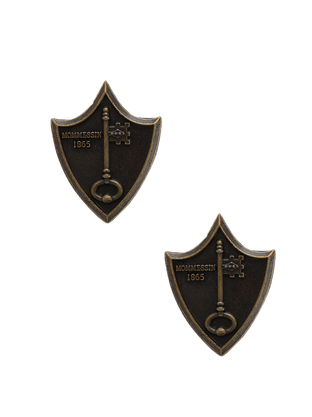 Antique Brass Royal Shield Pin Fastener Collar Brooch