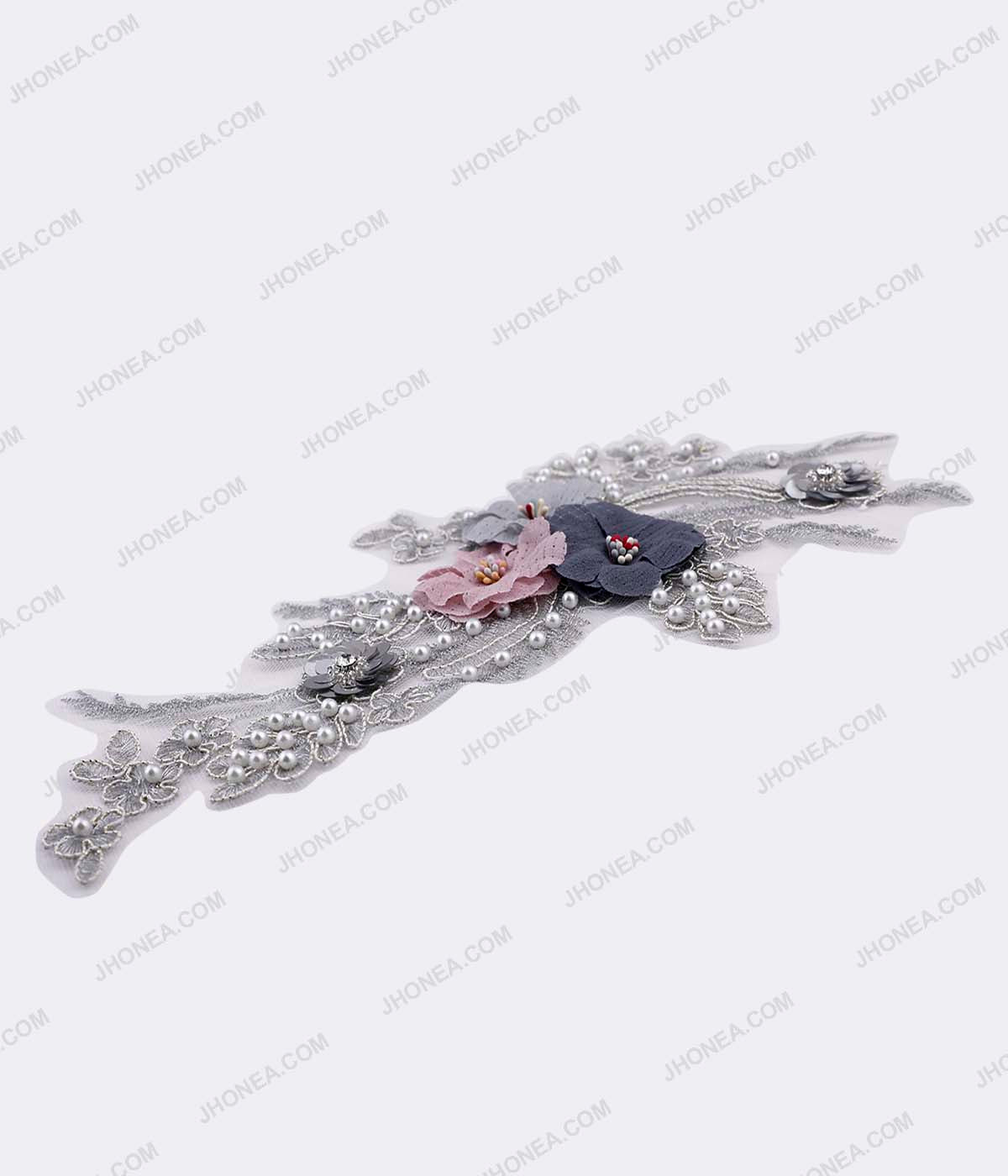Premium Floral Embroidery Beaded Sequins Patch for Jackets