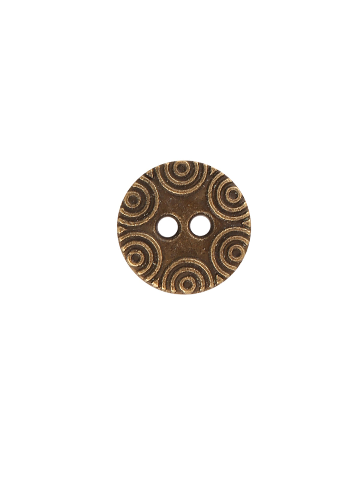 Decorative Round Shape 2-Hole Antique Brass Color Metal Button