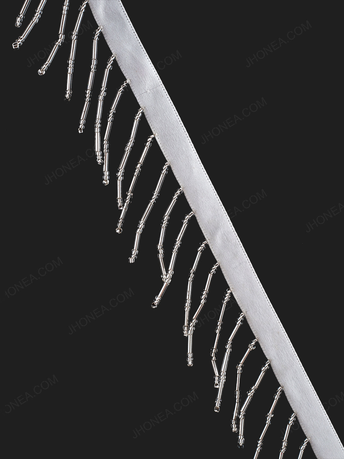 Silver Beaded Long Tassel Lace for Ladies