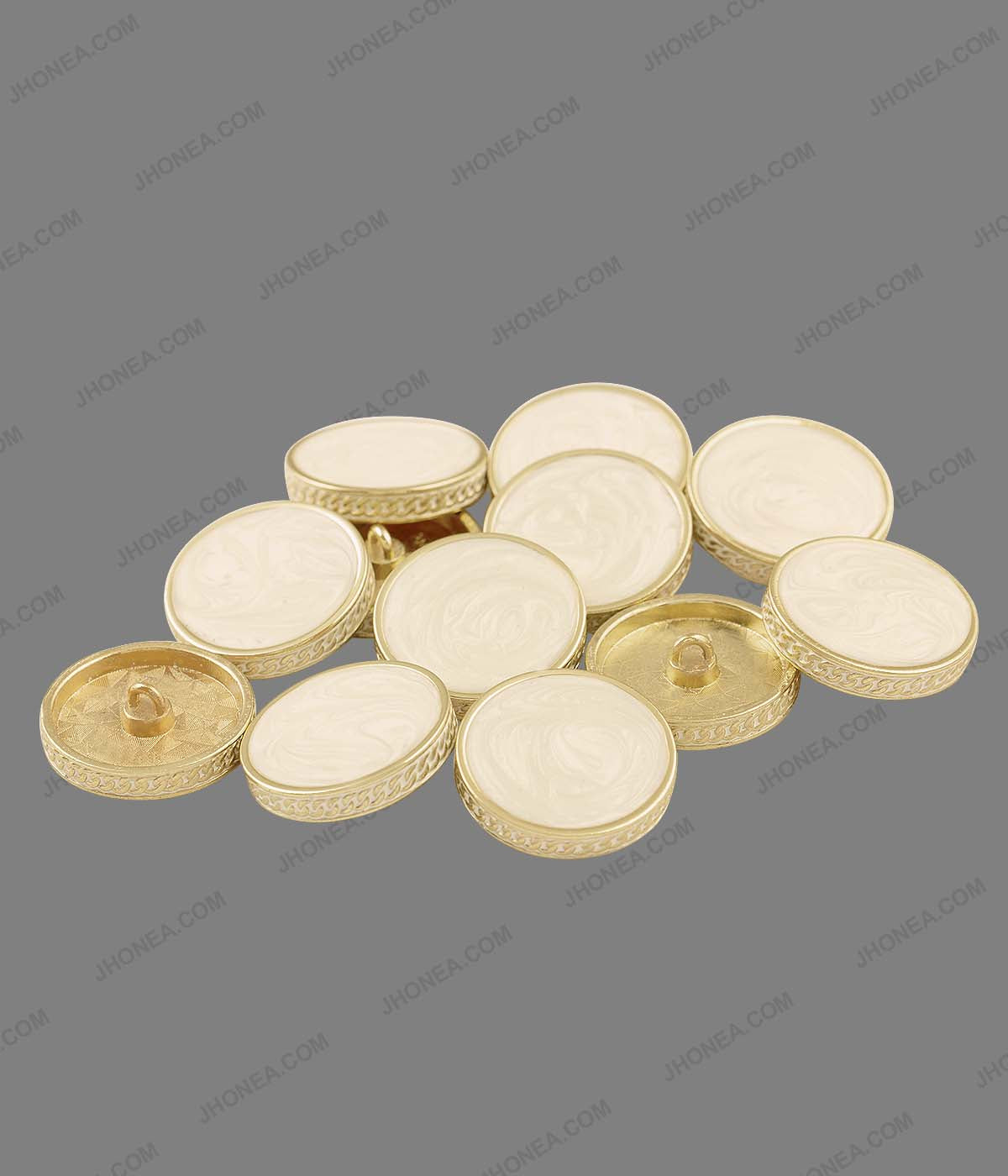 Premium Light Gold with White Color Marble Texture Decorative Metal Buttons