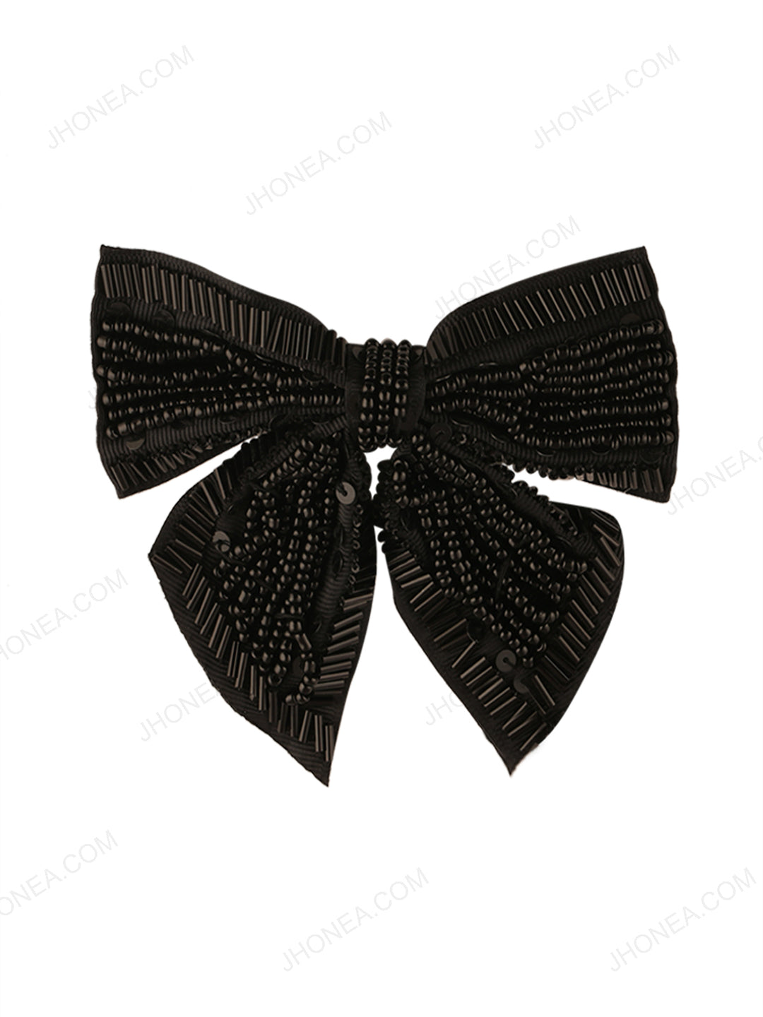 Classic Black Bow Shape Pipe Beaded Patch