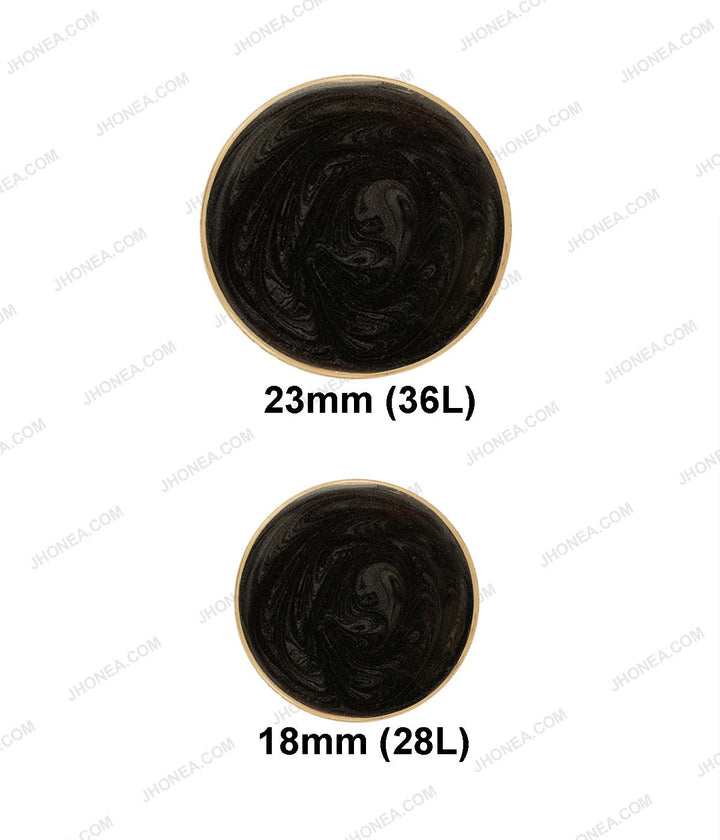 Premium Light Gold with Black Color Marble Texture Decorative Metal Buttons