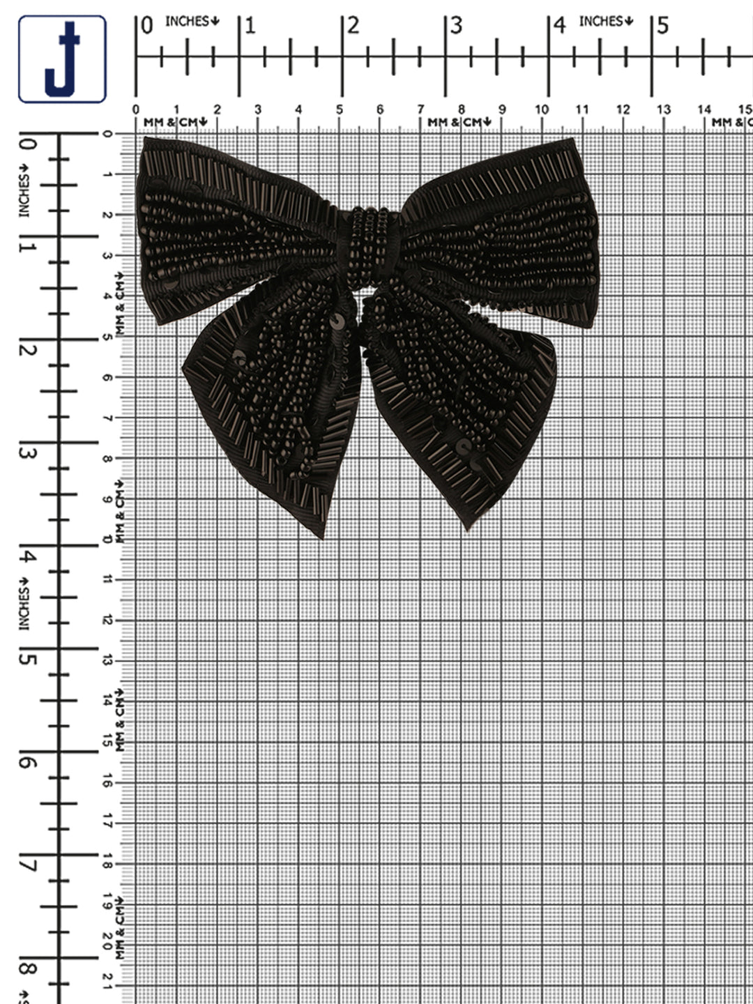 Classic Black Bow Shape Pipe Beaded Patch