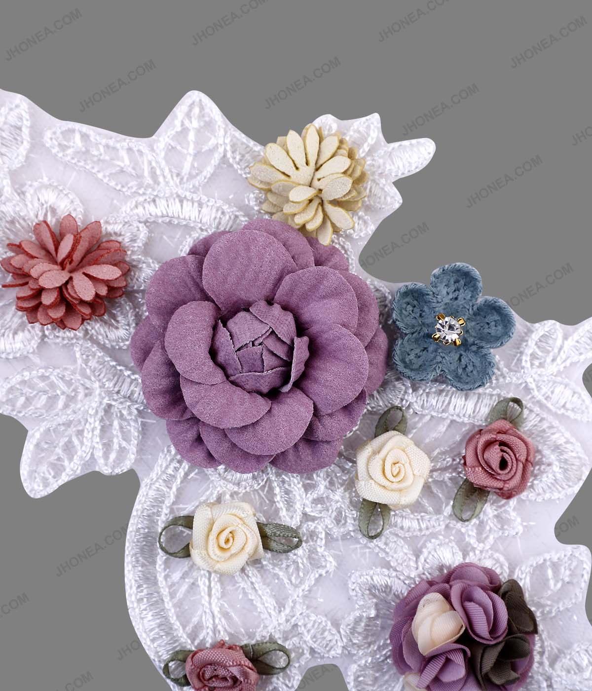 White Patch with Vibrant Colorful Flower Embroidery Patch