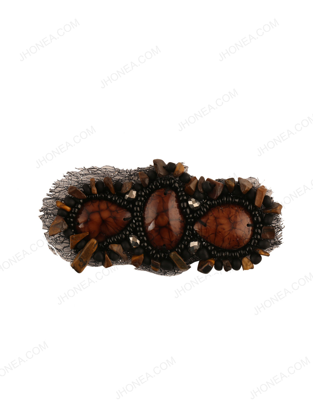 Earthy Brown with Black Beaded Patch