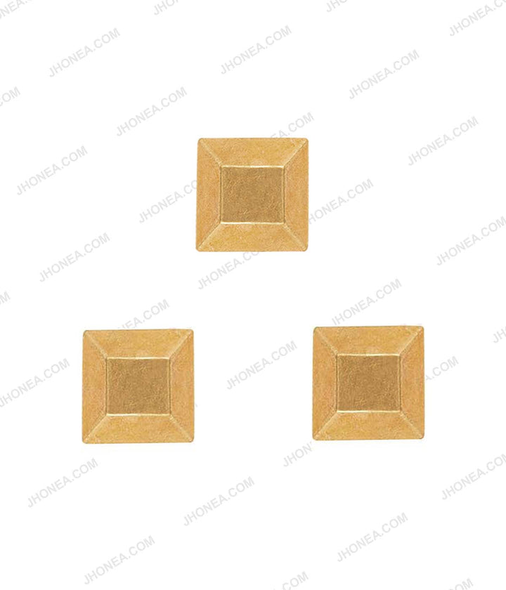 Western Style Square Shape Hotfix Studs in Golden Color for Blazer Embellishment