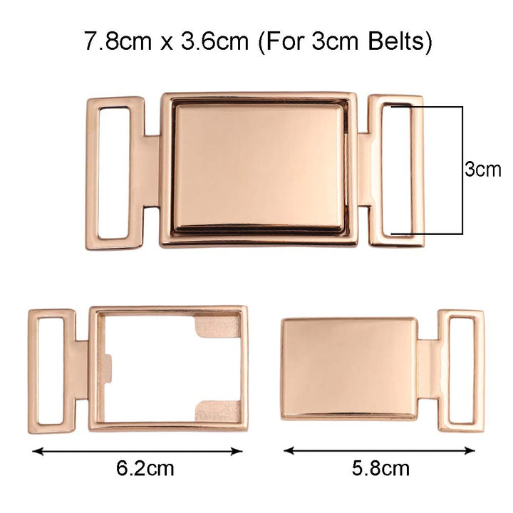 Classic Rectangle Box Frame Style Closure Clasp 2 Part Belt Buckle