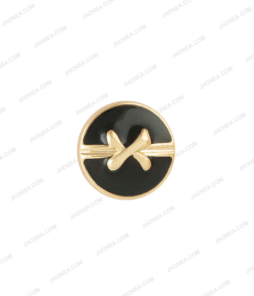 Black Enamel Shiny Gold Bow Design Surface Buttons for Shirts