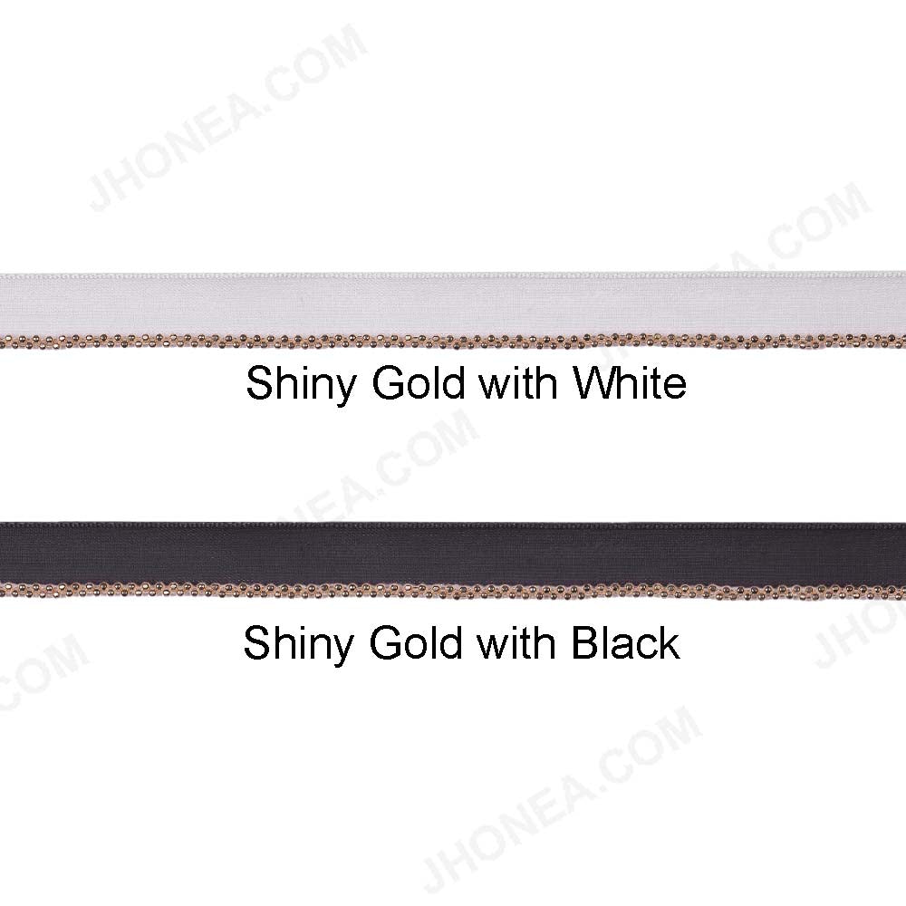 1cm Black/White with Gold Chain Lace Border