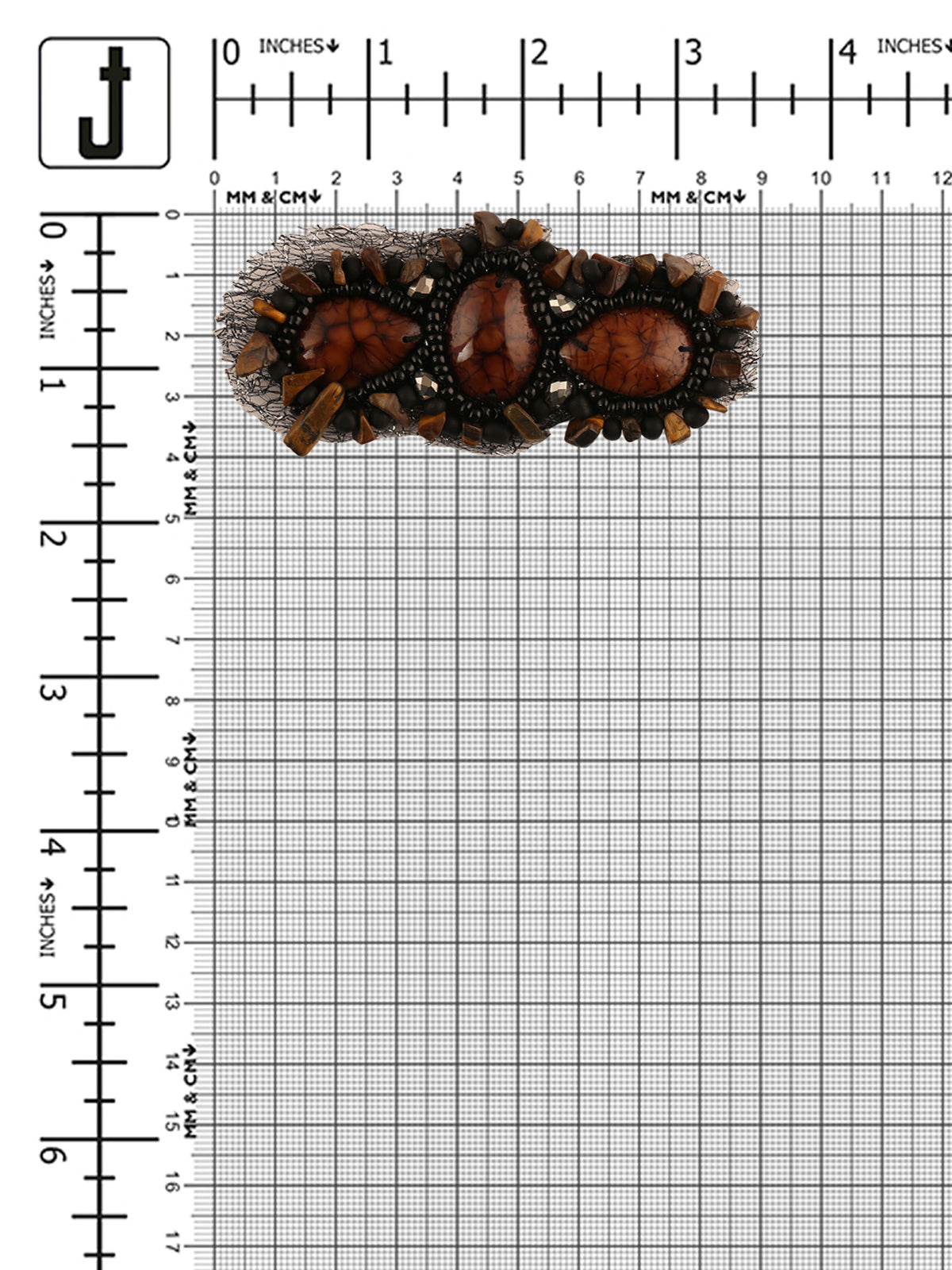 Earthy Brown with Black Beaded Patch