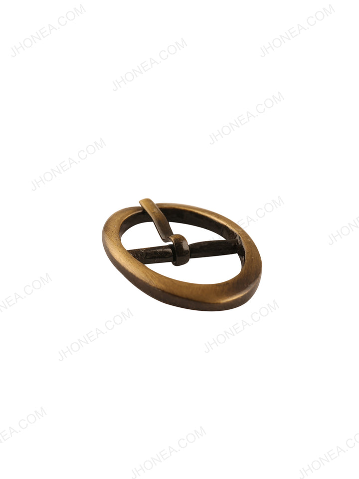 Shiny Antique Brass Western Style Oval Shape Belt Buckle