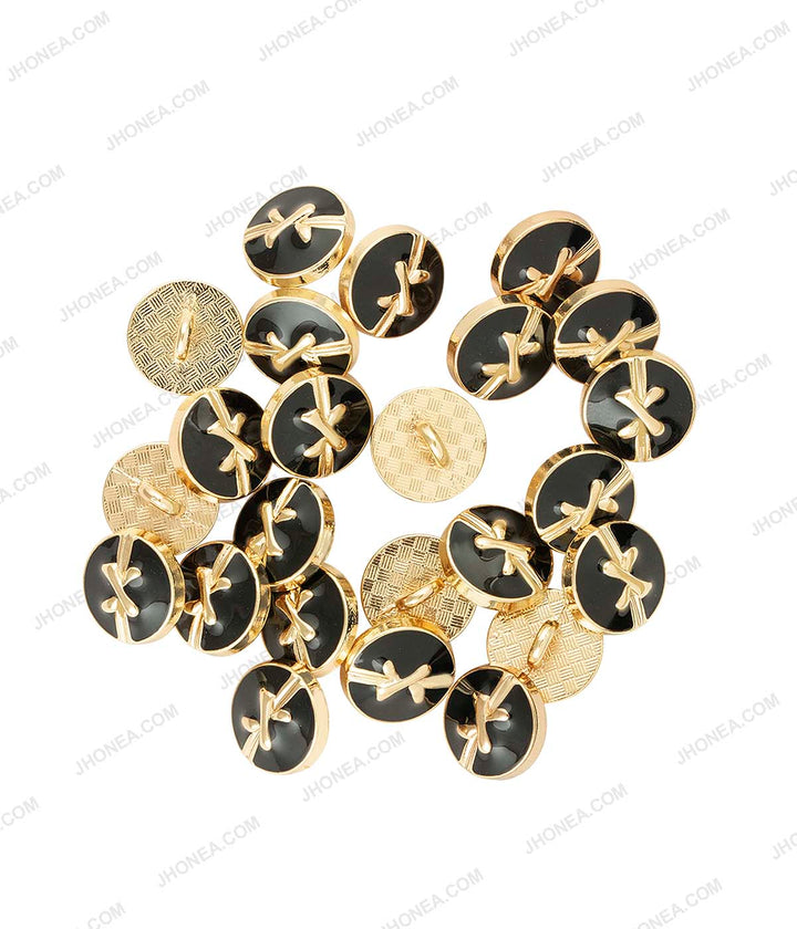 Black Enamel Shiny Bow Design Surface Buttons for Shirts
