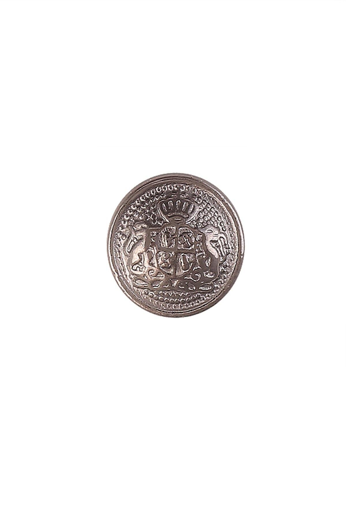 Engraved Design Round Shape Downhole Loop Metal Button in Black Nickel (Gunmetal) Color