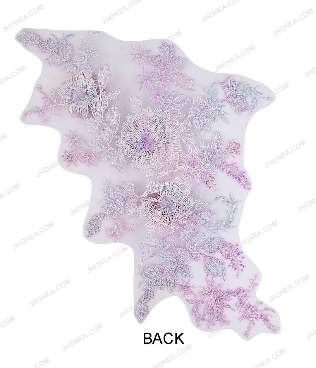 Pastel Purple with Onion Pink Net Flower Embroidery Patch