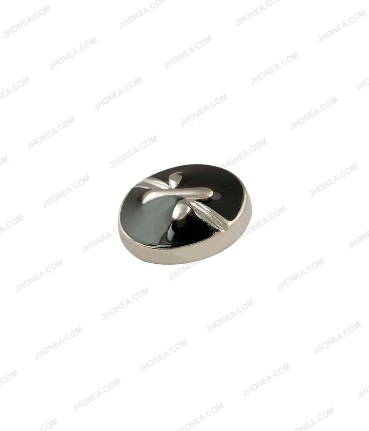 Black Enamel Shiny Bow Design Surface Buttons for Shirts