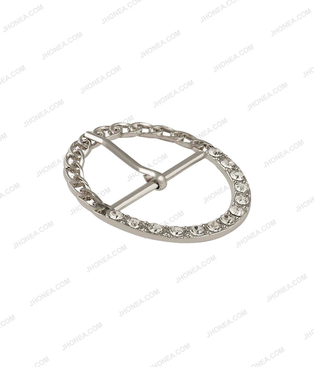 Sparkling Diamond Chain Design Structure Prong Belt Buckle for Ladies