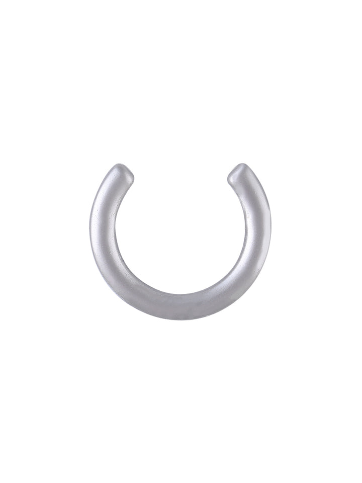 Horseshoe Shape Classic Half-Ring Button in Matte Silver Color