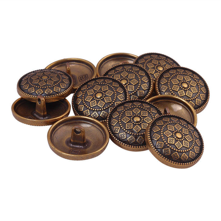 Antique Gold Engraved Design Round Shape Metal Buttons