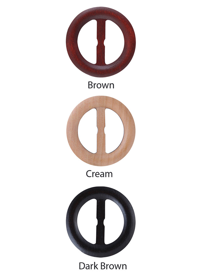 Bohemian Round Shape Brown/Cream/Dark Brown Color Wooden Belt Buckle