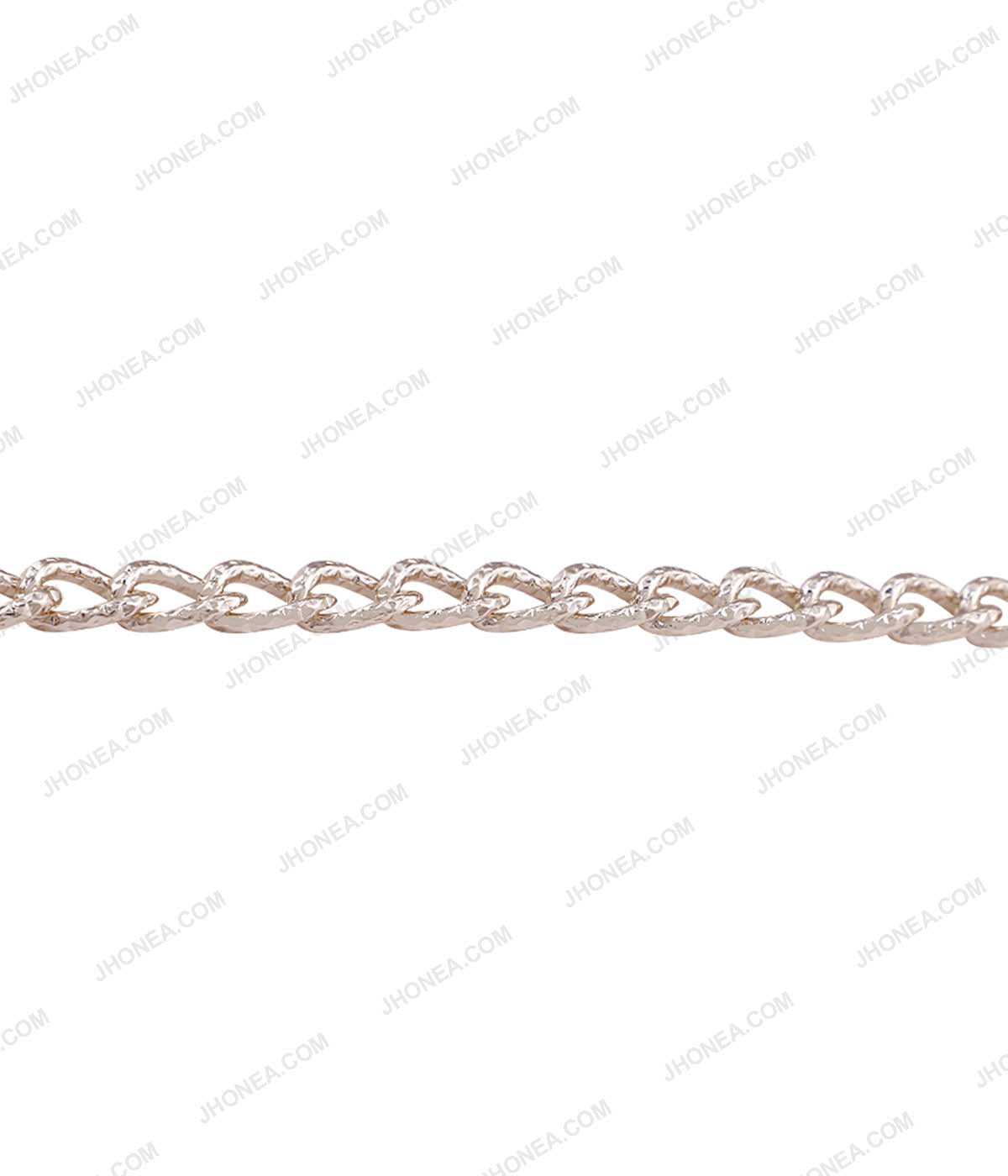 Shiny White Gold 6mm Curved Curb Link Metal Chain