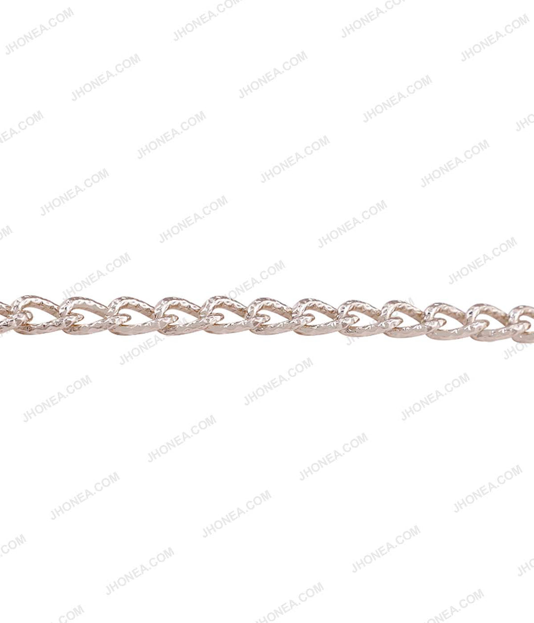Shiny White Gold 6mm Curved Curb Link Metal Chain