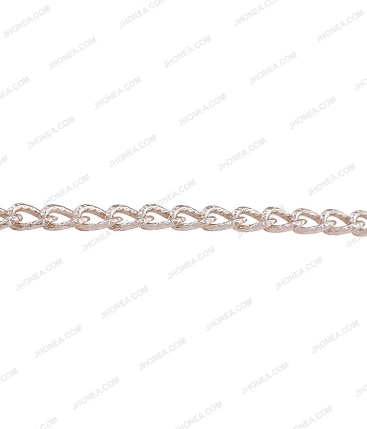 Shiny White Gold 6mm Curved Curb Link Metal Chain
