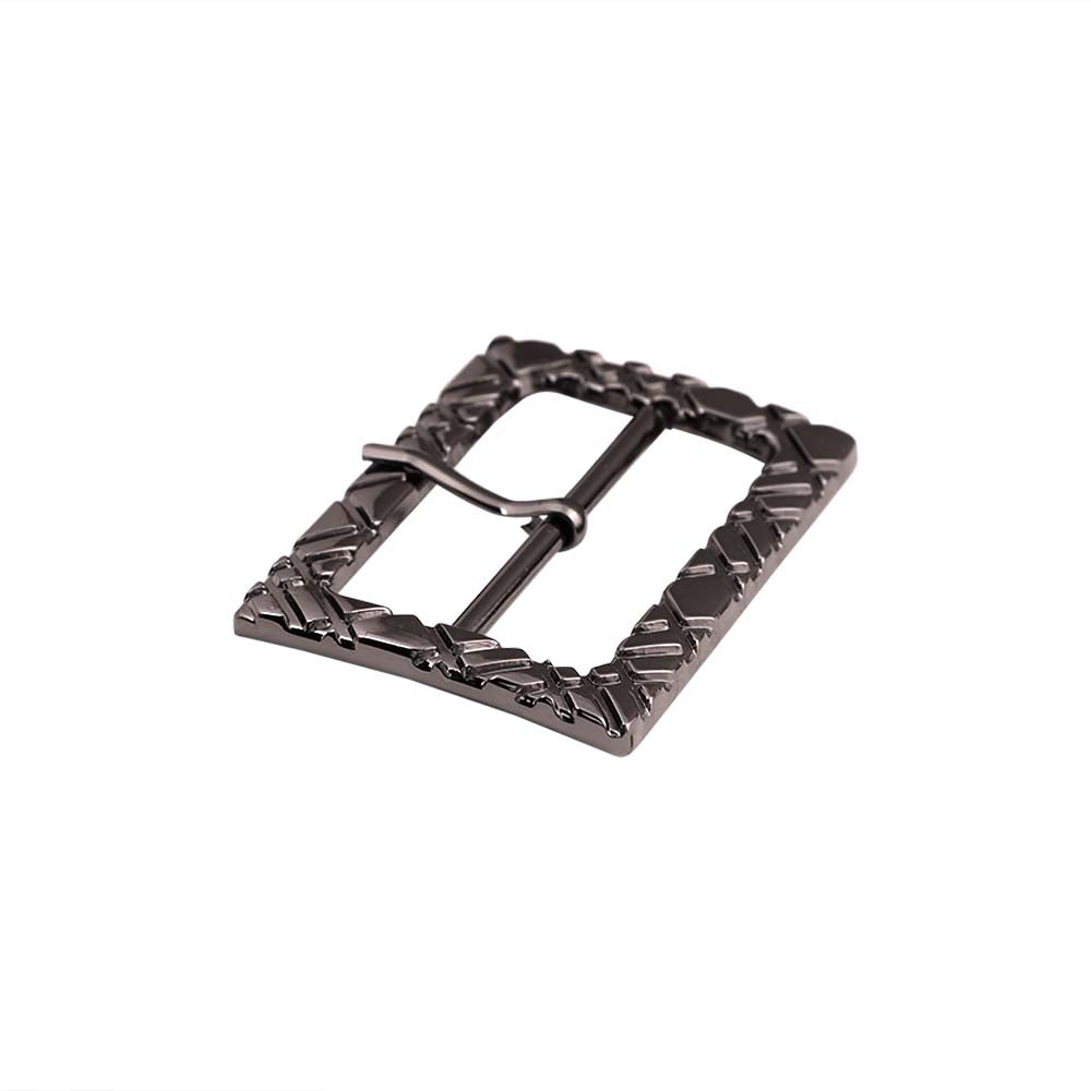 Shiny Gunmetal Accented Frame Tongue/Prong Belt Buckle