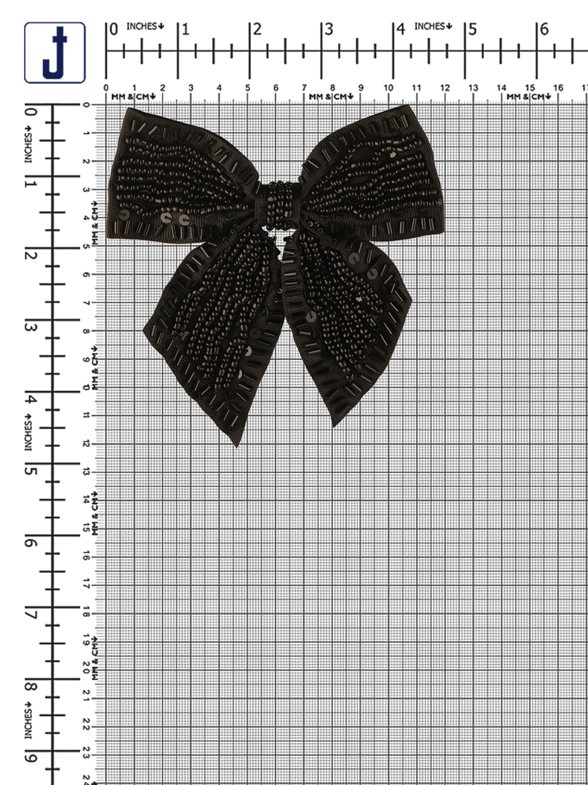 Classic Black Bow Shape Beaded Patch