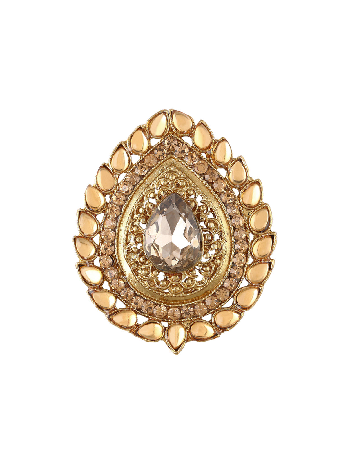 Golden Drop Design Ethnic Diamond Brooch
