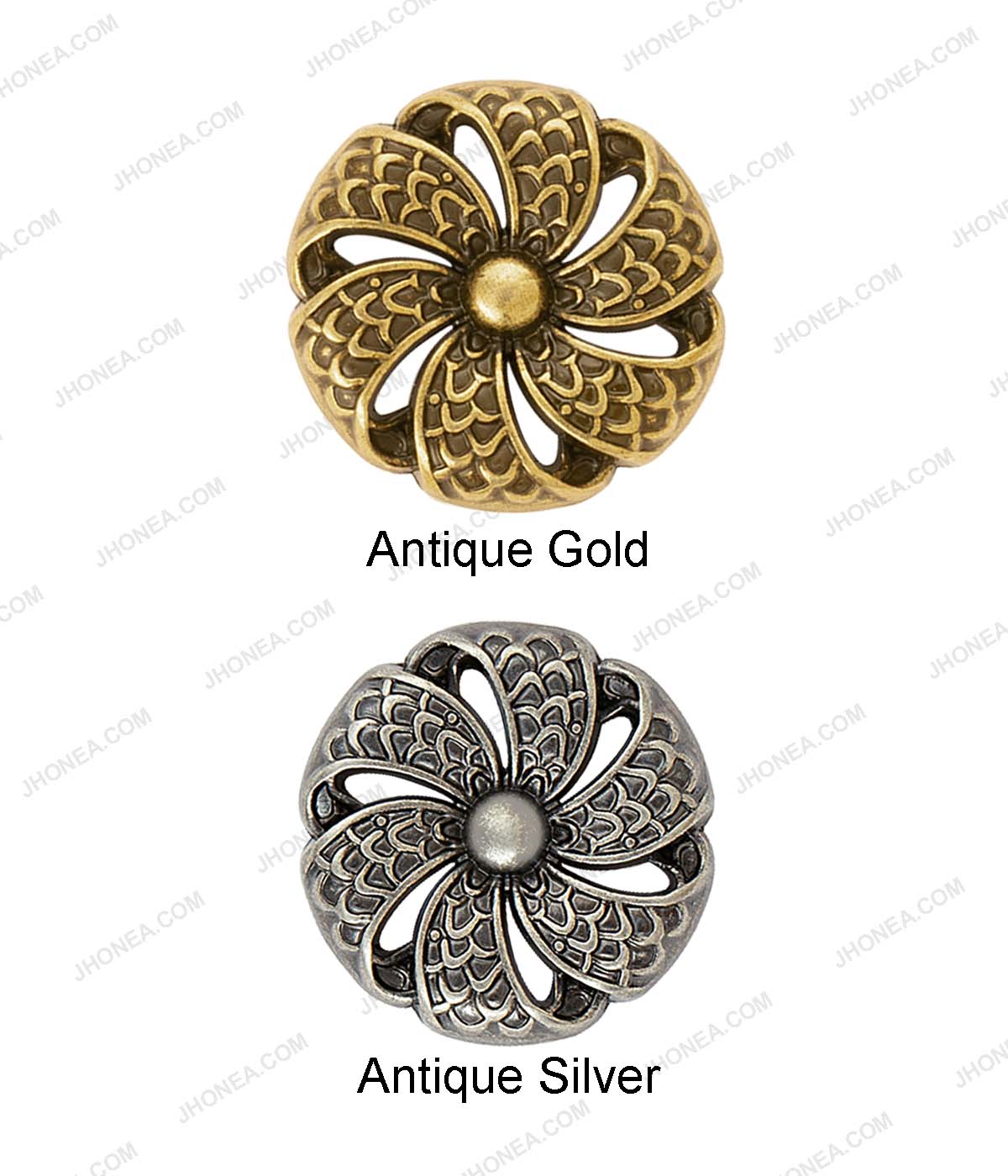 Antique Ancient Tibetan Style Flower Design Metal Buttons