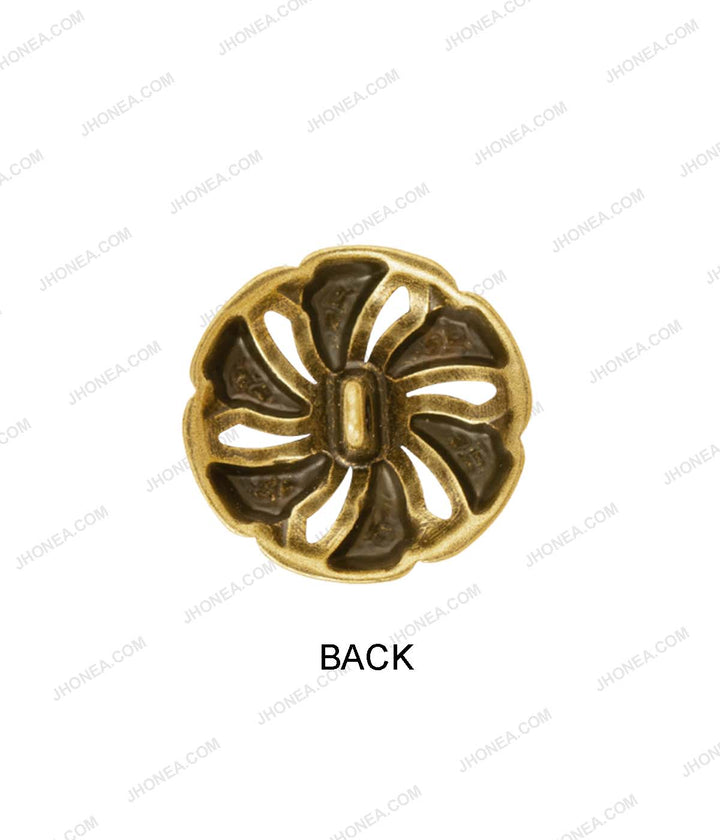 Antique Ancient Tibetan Style Flower Design Metal Buttons