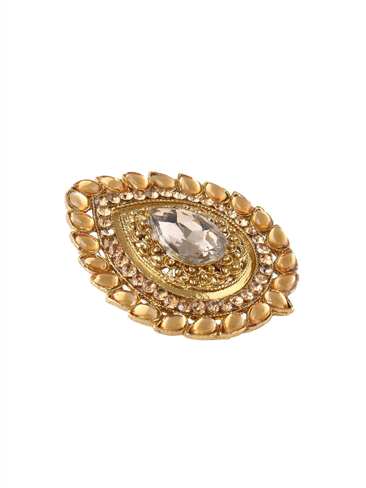 Golden Drop Design Ethnic Diamond Brooch