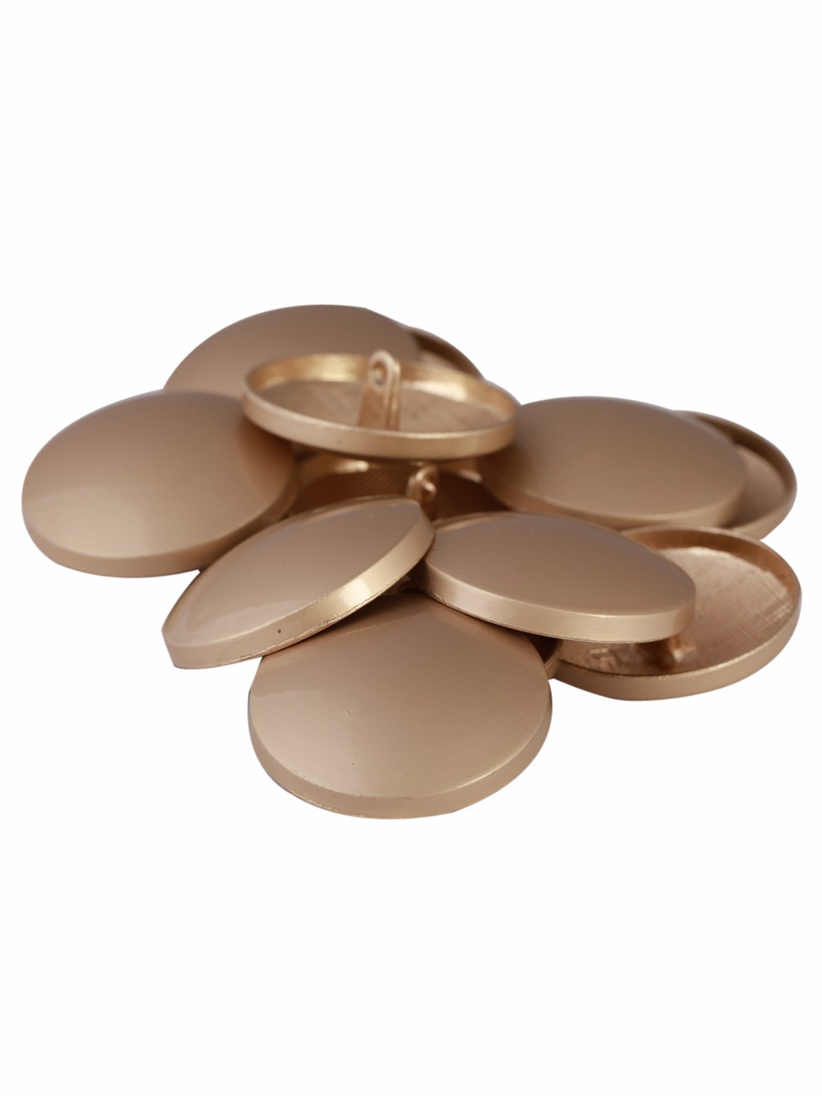 Round Shape Smooth Surface Matte Gold Color Finish Hollow Back Shank Metal Button