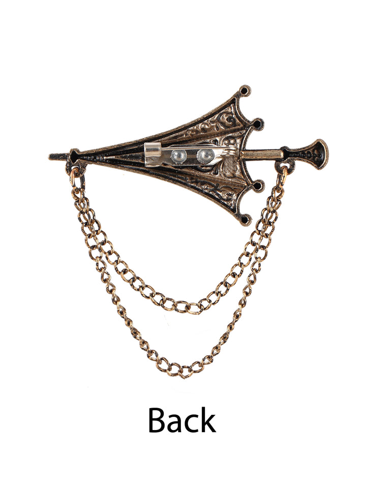 Vintage Antique Brass Umbrella Chain Brooch