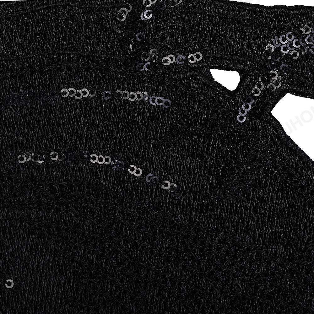 Premium Classic Black Sequins Embroidery Bird Patch
