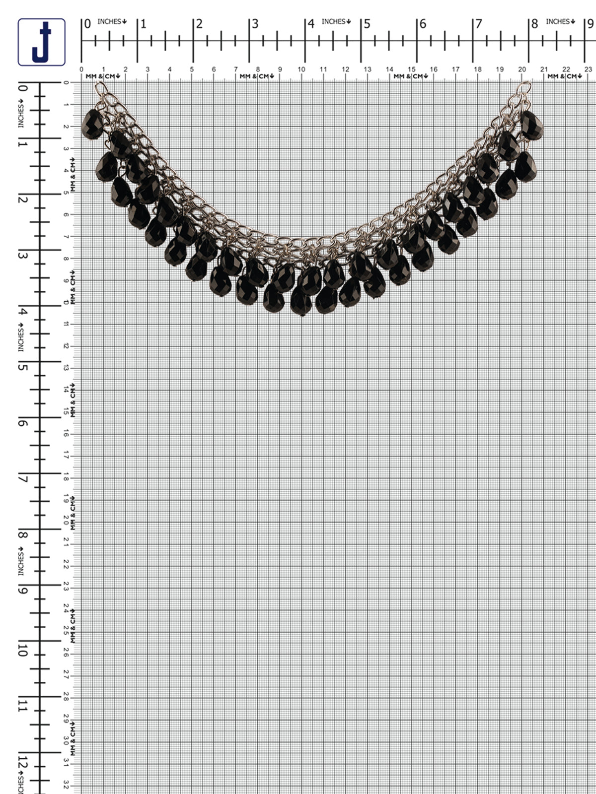 Black with Silver Beaded Tassel Neck for Womens