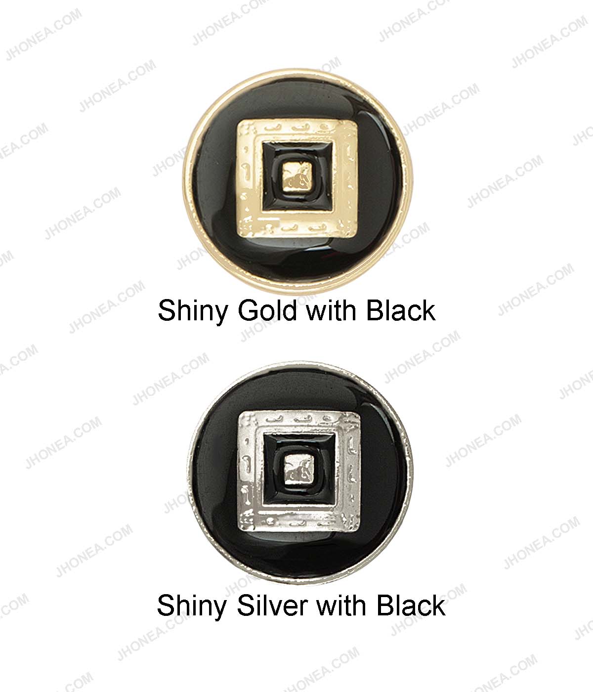 Shiny Gold & Shiny Silver Black Enamel Royal Men's Shirt Buttons