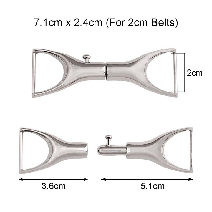 Shiny Silver Color Unique Hook & Latch Design Cinch Belt Buckle
